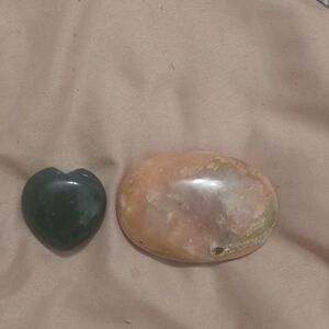 Heart OJ And Pink Opal Palm Stone Set